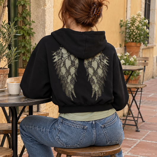 Hoodie - ailes dentelle