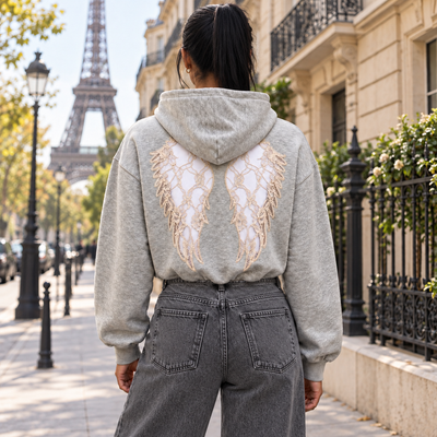 Hoodie - ailes dentelle